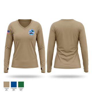 Womens Long Sleeve Vneck Shirt, omig, Army, Teamtime, Team time, sublimation, custom sports apparel, team uniforms, spirit wear, spiritwear, sports uniforms, custom shirts, team store, custom team store, fundraiser sports, apparel fundraiser