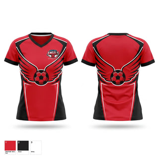 Womens Short Sleeve Vneck Shirt, Lakes Area Angels, Women's Soccer, Teamtime, Team time, sublimation, custom sports apparel, team uniforms, spirit wear, spiritwear, sports uniforms, custom shirts, team store, custom team store, fundraiser sports, apparel fundraiser