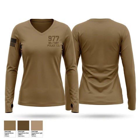 Womens Long Sleeve Vneck Shirt, 977 military police co, Army, Teamtime, Team time, sublimation, custom sports apparel, team uniforms, spirit wear, spiritwear, sports uniforms, custom shirts, team store, custom team store, fundraiser sports, apparel fundraiser