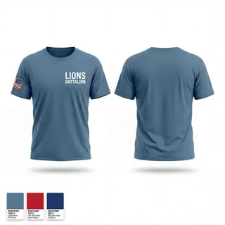 Old School Cotton Feel Shirt, Lions Battalion, Army, Teamtime, Team time, sublimation, custom sports apparel, team uniforms, spirit wear, spiritwear, sports uniforms, custom shirts, team store, custom team store, fundraiser sports, apparel fundraiser