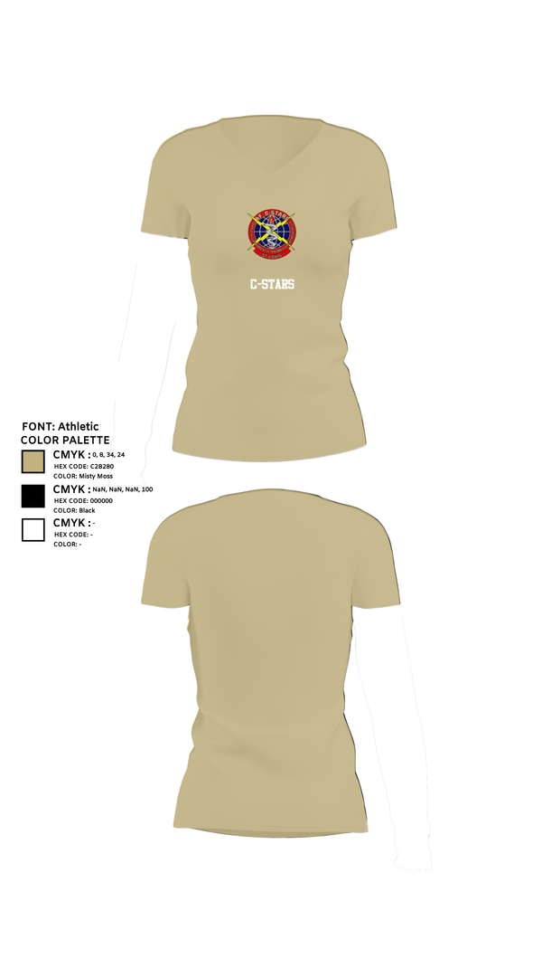 Womens Short Sleeve Vneck Shirt, C-STARS, , Teamtime, Team time, sublimation, custom sports apparel, team uniforms, spirit wear, spiritwear, sports uniforms, custom shirts, team store, custom team store, fundraiser sports, apparel fundraiser