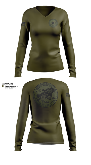 Womens Long Sleeve Vneck Shirt, Lauderdale County Emergency Management Homeland Securtiy, Fire Department, Teamtime, Team time, sublimation, custom sports apparel, team uniforms, spirit wear, spiritwear, sports uniforms, custom shirts, team store, custom team store, fundraiser sports, apparel fundraiser