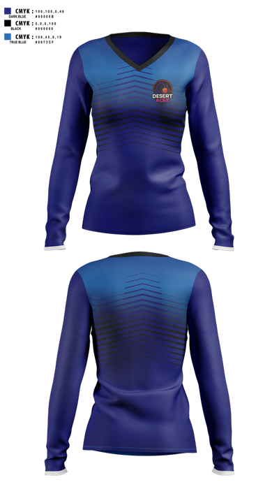 Vegas Pickeball 50270687 Women's Long Sleeve V-neck Shirt - 100