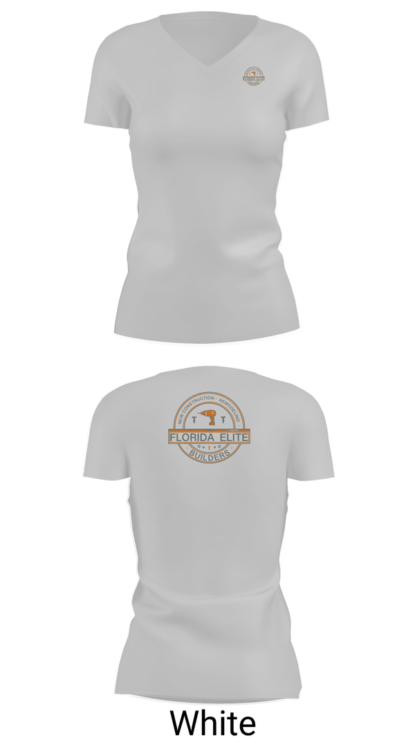 Womens Short Sleeve Vneck Shirt, Florida Elite Builders, , Teamtime, Team time, sublimation, custom sports apparel, team uniforms, spirit wear, spiritwear, sports uniforms, custom shirts, team store, custom team store, fundraiser sports, apparel fundraiser