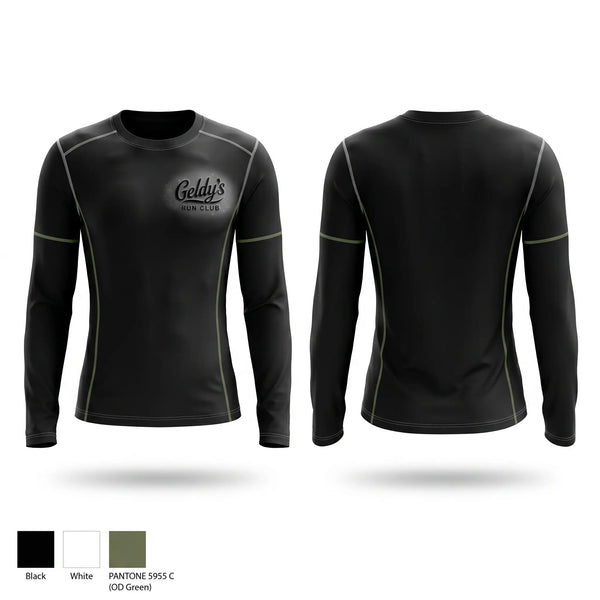 Long Sleeve Performance Shirt, Geldy’s Run Club, Cross Country, Teamtime, Team time, sublimation, custom sports apparel, team uniforms, spirit wear, spiritwear, sports uniforms, custom shirts, team store, custom team store, fundraiser sports, apparel fundraiser