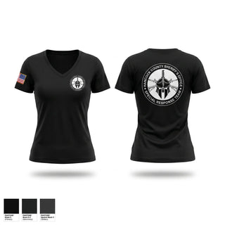 Womens Short Sleeve Vneck Shirt, Hancock County SRT, Police, Teamtime, Team time, sublimation, custom sports apparel, team uniforms, spirit wear, spiritwear, sports uniforms, custom shirts, team store, custom team store, fundraiser sports, apparel fundraiser