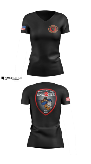 Womens Short Sleeve Vneck Shirt, Anderson City Fire, Fire Department, Teamtime, Team time, sublimation, custom sports apparel, team uniforms, spirit wear, spiritwear, sports uniforms, custom shirts, team store, custom team store, fundraiser sports, apparel fundraiser
