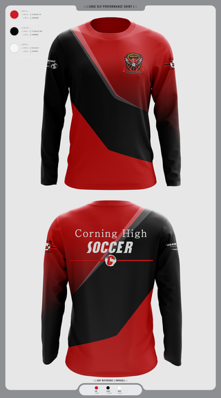 Long Sleeve Performance Shirt, Corning Boys Soccer, Men's Soccer, Teamtime, Team time, sublimation, custom sports apparel, team uniforms, spirit wear, spiritwear, sports uniforms, custom shirts, team store, custom team store, fundraiser sports, apparel fundraiser
