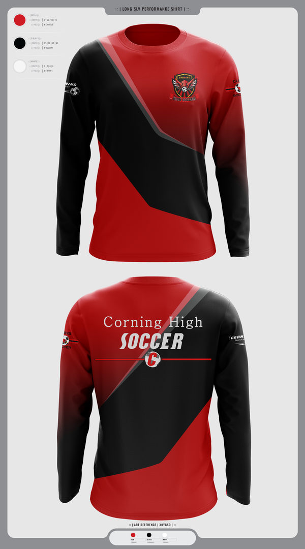 Long Sleeve Performance Shirt, Corning Boys Soccer, Men's Soccer, Teamtime, Team time, sublimation, custom sports apparel, team uniforms, spirit wear, spiritwear, sports uniforms, custom shirts, team store, custom team store, fundraiser sports, apparel fundraiser