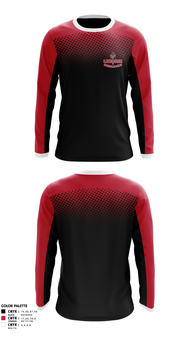 Long Sleeve Performance Shirt, Lancaster Cheerleading, Cheer, Teamtime, Team time, sublimation, custom sports apparel, team uniforms, spirit wear, spiritwear, sports uniforms, custom shirts, team store, custom team store, fundraiser sports, apparel fundraiser