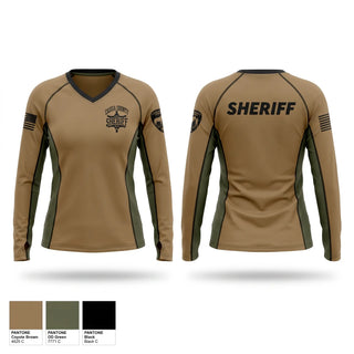 Womens Long Sleeve Vneck Shirt, Cassia County Sheriff’s Office, Police, Teamtime, Team time, sublimation, custom sports apparel, team uniforms, spirit wear, spiritwear, sports uniforms, custom shirts, team store, custom team store, fundraiser sports, apparel fundraiser