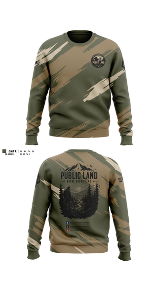 Crew Neck Sweatshirt, Public Land Bow Hunters, , Teamtime, Team time, sublimation, custom sports apparel, team uniforms, spirit wear, spiritwear, sports uniforms, custom shirts, team store, custom team store, fundraiser sports, apparel fundraiser