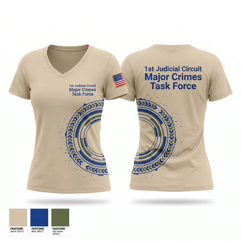 Womens Short Sleeve Vneck Shirt, 1st Judicial Circuit Major Crimes Task Force, Police, Teamtime, Team time, sublimation, custom sports apparel, team uniforms, spirit wear, spiritwear, sports uniforms, custom shirts, team store, custom team store, fundraiser sports, apparel fundraiser