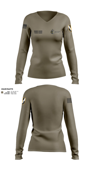 Womens Long Sleeve Vneck Shirt, Army Software Factory, Army, Teamtime, Team time, sublimation, custom sports apparel, team uniforms, spirit wear, spiritwear, sports uniforms, custom shirts, team store, custom team store, fundraiser sports, apparel fundraiser