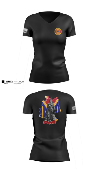 Womens Short Sleeve Vneck Shirt, 10th AAMDC, Army, Teamtime, Team time, sublimation, custom sports apparel, team uniforms, spirit wear, spiritwear, sports uniforms, custom shirts, team store, custom team store, fundraiser sports, apparel fundraiser