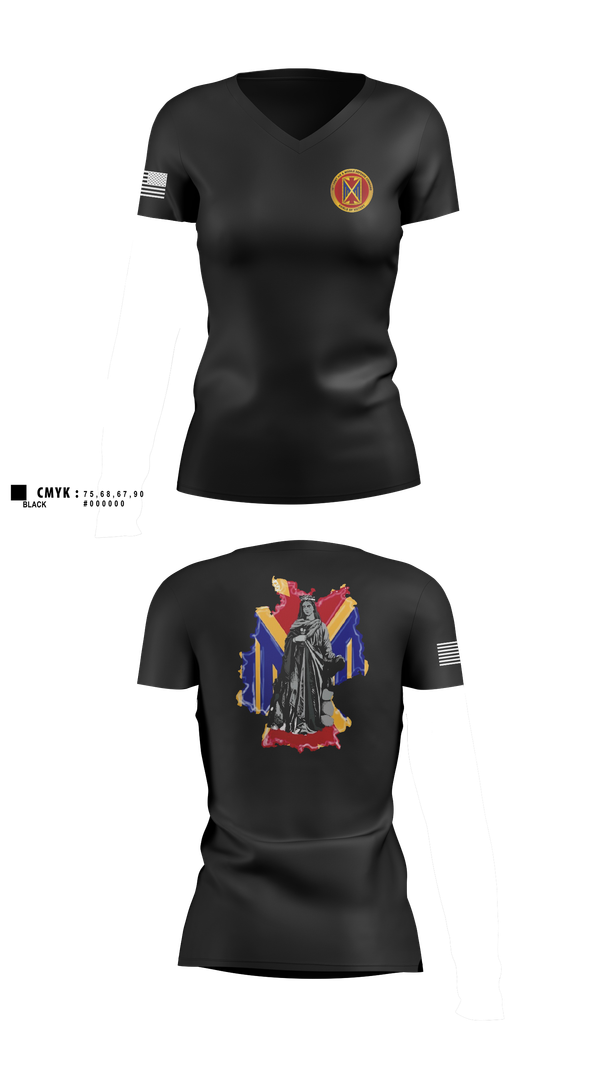 Womens Short Sleeve Vneck Shirt, 10th AAMDC, Army, Teamtime, Team time, sublimation, custom sports apparel, team uniforms, spirit wear, spiritwear, sports uniforms, custom shirts, team store, custom team store, fundraiser sports, apparel fundraiser