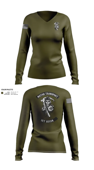 Womens Long Sleeve Vneck Shirt, 1st Recon, , Teamtime, Team time, sublimation, custom sports apparel, team uniforms, spirit wear, spiritwear, sports uniforms, custom shirts, team store, custom team store, fundraiser sports, apparel fundraiser
