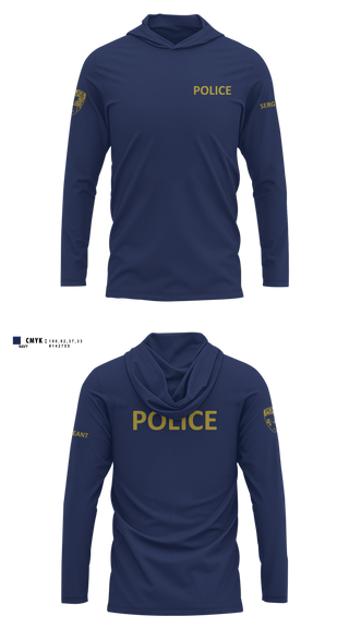 Long Sleeve Performance Shirt with hood, City of South Daytona Public Safety, Police, Teamtime, Team time, sublimation, custom sports apparel, team uniforms, spirit wear, spiritwear, sports uniforms, custom shirts, team store, custom team store, fundraiser sports, apparel fundraiser