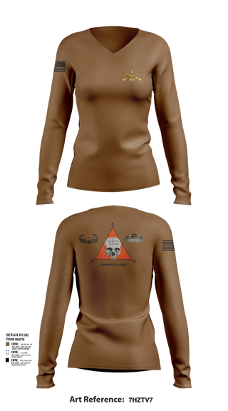 Womens Long Sleeve Vneck Shirt, 1st PLT B Co 1-173IN, , Teamtime, Team time, sublimation, custom sports apparel, team uniforms, spirit wear, spiritwear, sports uniforms, custom shirts, team store, custom team store, fundraiser sports, apparel fundraiser