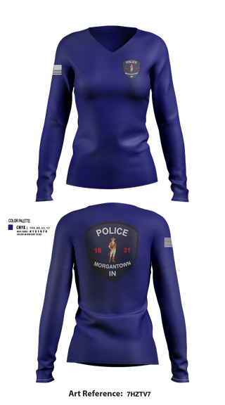 Womens Long Sleeve Vneck Shirt, Morgantown Police Department, Police, Teamtime, Team time, sublimation, custom sports apparel, team uniforms, spirit wear, spiritwear, sports uniforms, custom shirts, team store, custom team store, fundraiser sports, apparel fundraiser