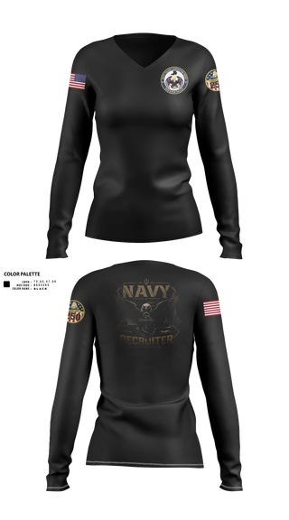 Womens Long Sleeve Vneck Shirt, NRS CLARKSVILLE, Navy, Teamtime, Team time, sublimation, custom sports apparel, team uniforms, spirit wear, spiritwear, sports uniforms, custom shirts, team store, custom team store, fundraiser sports, apparel fundraiser