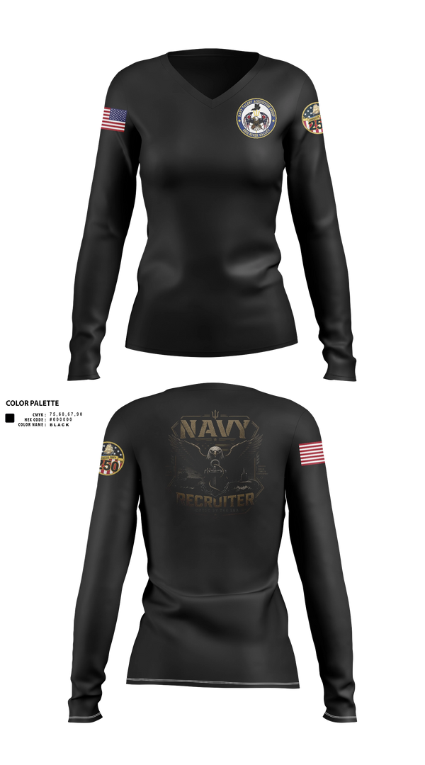 Womens Long Sleeve Vneck Shirt, NRS CLARKSVILLE, Navy, Teamtime, Team time, sublimation, custom sports apparel, team uniforms, spirit wear, spiritwear, sports uniforms, custom shirts, team store, custom team store, fundraiser sports, apparel fundraiser