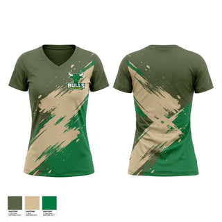 Womens Short Sleeve Vneck Shirt, New Milford Bulls, , Teamtime, Team time, sublimation, custom sports apparel, team uniforms, spirit wear, spiritwear, sports uniforms, custom shirts, team store, custom team store, fundraiser sports, apparel fundraiser