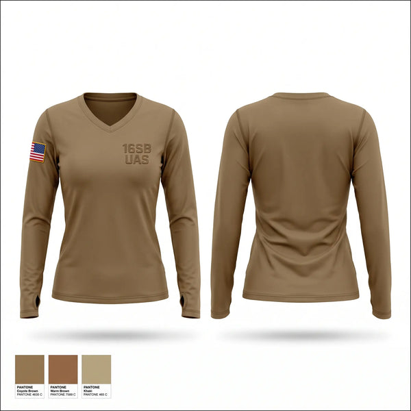 Womens Long Sleeve Vneck Shirt, 16SB UAS, Army, Teamtime, Team time, sublimation, custom sports apparel, team uniforms, spirit wear, spiritwear, sports uniforms, custom shirts, team store, custom team store, fundraiser sports, apparel fundraiser