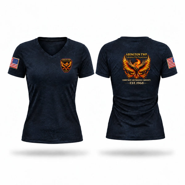 Womens Short Sleeve Vneck Shirt, Abington township volunteer fire department, Fire Department, Teamtime, Team time, sublimation, custom sports apparel, team uniforms, spirit wear, spiritwear, sports uniforms, custom shirts, team store, custom team store, fundraiser sports, apparel fundraiser