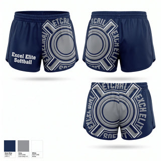 Womens Shorts, Excel Elite Softball, Softball, Teamtime, Team time, sublimation, custom sports apparel, team uniforms, spirit wear, spiritwear, sports uniforms, custom shirts, team store, custom team store, fundraiser sports, apparel fundraiser