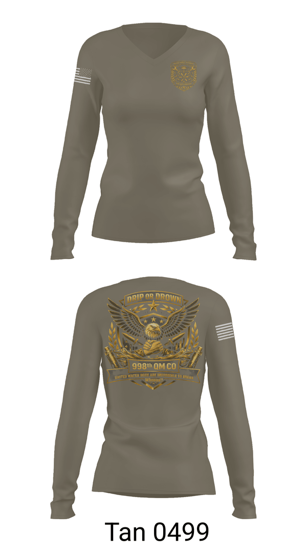 Womens Long Sleeve Vneck Shirt, 998th QM Co, Army, Teamtime, Team time, sublimation, custom sports apparel, team uniforms, spirit wear, spiritwear, sports uniforms, custom shirts, team store, custom team store, fundraiser sports, apparel fundraiser
