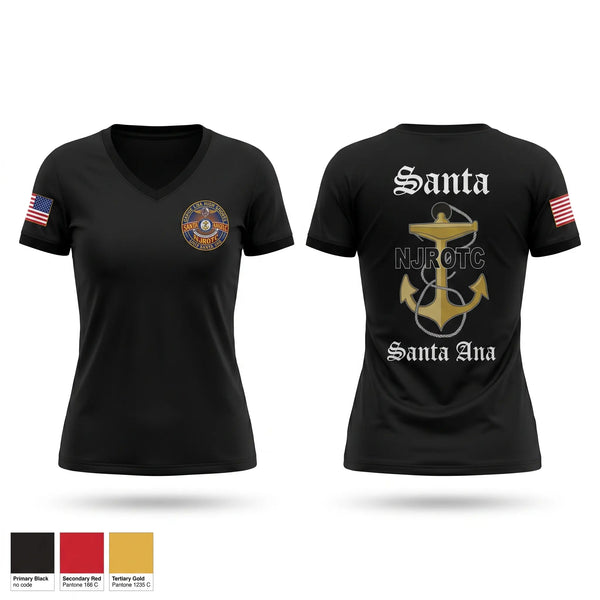 Womens Short Sleeve Vneck Shirt, Santa Ana, Navy, Teamtime, Team time, sublimation, custom sports apparel, team uniforms, spirit wear, spiritwear, sports uniforms, custom shirts, team store, custom team store, fundraiser sports, apparel fundraiser