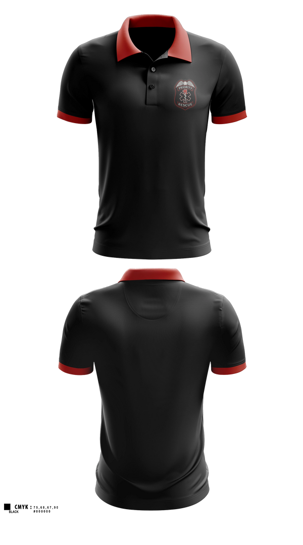 Short Sleeve Performance Polo, Priority 1 Rescue, EMS/EMT, Teamtime, Team time, sublimation, custom sports apparel, team uniforms, spirit wear, spiritwear, sports uniforms, custom shirts, team store, custom team store, fundraiser sports, apparel fundraiser