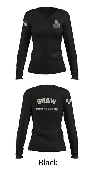 Womens Long Sleeve Vneck Shirt, Shaw Fire/Rescue, Fire Department, Teamtime, Team time, sublimation, custom sports apparel, team uniforms, spirit wear, spiritwear, sports uniforms, custom shirts, team store, custom team store, fundraiser sports, apparel fundraiser