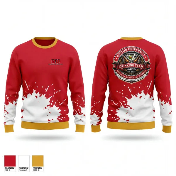 Crew Neck Sweatshirt, BU Questrom Drinking Team, , Teamtime, Team time, sublimation, custom sports apparel, team uniforms, spirit wear, spiritwear, sports uniforms, custom shirts, team store, custom team store, fundraiser sports, apparel fundraiser