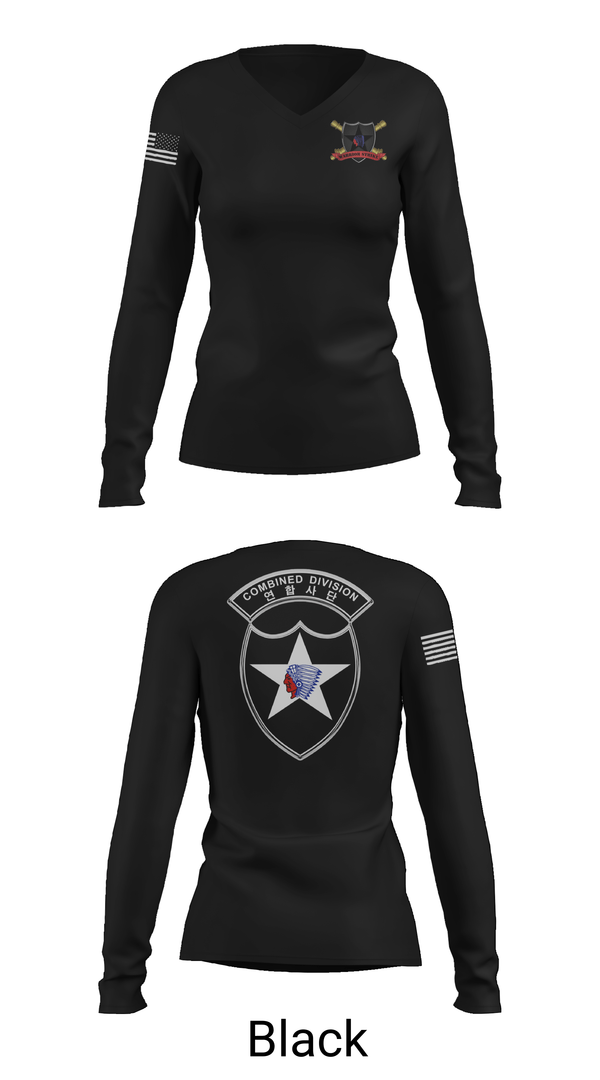 Womens Long Sleeve Vneck Shirt, 2ID DIVARTY, Army, Teamtime, Team time, sublimation, custom sports apparel, team uniforms, spirit wear, spiritwear, sports uniforms, custom shirts, team store, custom team store, fundraiser sports, apparel fundraiser