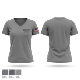 Womens Short Sleeve Vneck Shirt, Bowers Emergency Services, EMS/EMT, Teamtime, Team time, sublimation, custom sports apparel, team uniforms, spirit wear, spiritwear, sports uniforms, custom shirts, team store, custom team store, fundraiser sports, apparel fundraiser