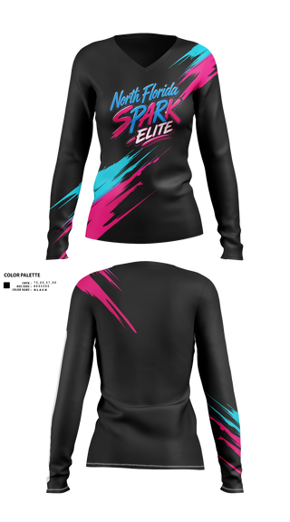 Womens Long Sleeve Vneck Shirt, North Florida Spark, Softball, Teamtime, Team time, sublimation, custom sports apparel, team uniforms, spirit wear, spiritwear, sports uniforms, custom shirts, team store, custom team store, fundraiser sports, apparel fundraiser