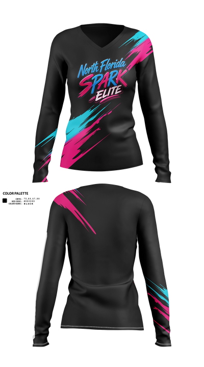 North Florida Spark 96231530 Women's Long Sleeve V-neck Shirt - 30