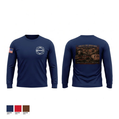 Long Sleeve Performance Shirt, Chicago Fire Department, Fire Department, Teamtime, Team time, sublimation, custom sports apparel, team uniforms, spirit wear, spiritwear, sports uniforms, custom shirts, team store, custom team store, fundraiser sports, apparel fundraiser