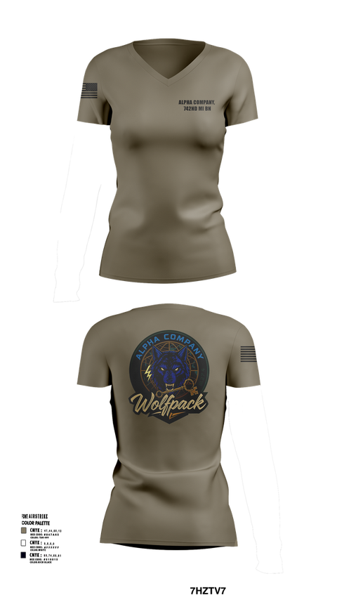 Womens Short Sleeve Vneck Shirt, Alpha Company, 742nd MI BN, , Teamtime, Team time, sublimation, custom sports apparel, team uniforms, spirit wear, spiritwear, sports uniforms, custom shirts, team store, custom team store, fundraiser sports, apparel fundraiser