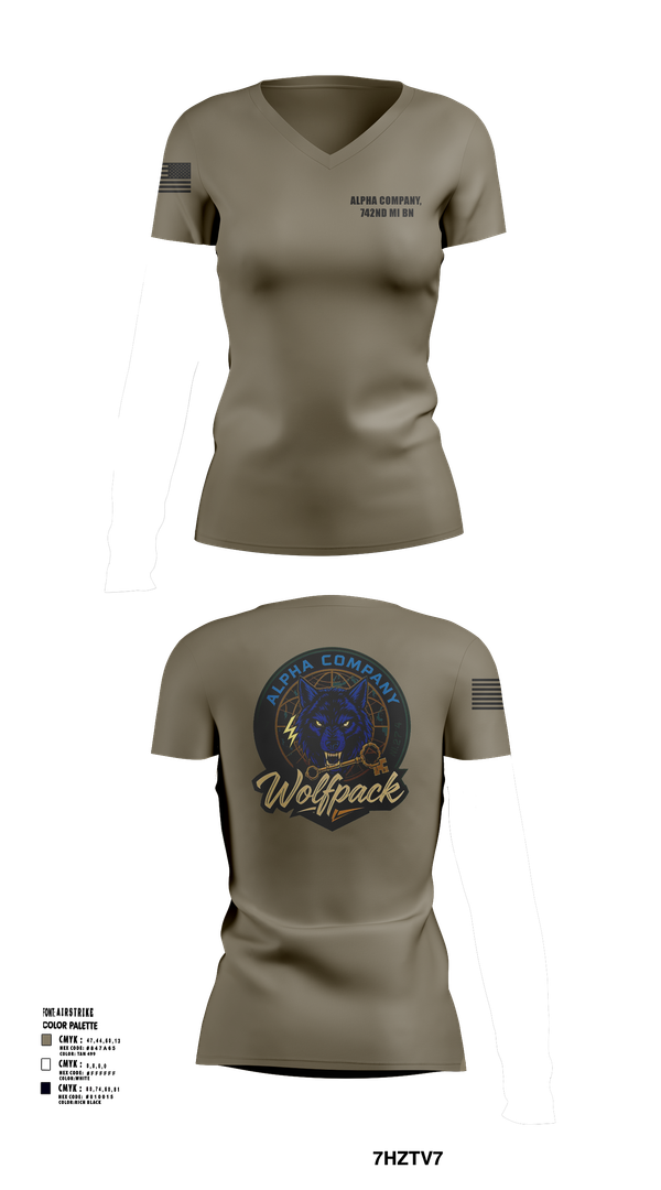 Womens Short Sleeve Vneck Shirt, Alpha Company, 742nd MI BN, , Teamtime, Team time, sublimation, custom sports apparel, team uniforms, spirit wear, spiritwear, sports uniforms, custom shirts, team store, custom team store, fundraiser sports, apparel fundraiser