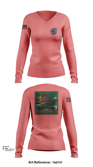 Womens Long Sleeve Vneck Shirt, USS CHARLOTTE SSN 766, Navy, Teamtime, Team time, sublimation, custom sports apparel, team uniforms, spirit wear, spiritwear, sports uniforms, custom shirts, team store, custom team store, fundraiser sports, apparel fundraiser