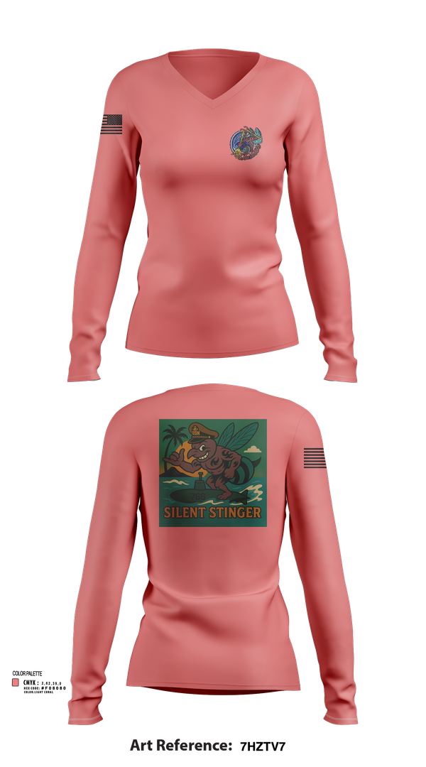 Womens Long Sleeve Vneck Shirt, USS CHARLOTTE SSN 766, Navy, Teamtime, Team time, sublimation, custom sports apparel, team uniforms, spirit wear, spiritwear, sports uniforms, custom shirts, team store, custom team store, fundraiser sports, apparel fundraiser