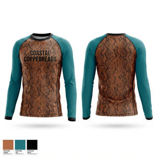 Long Sleeve Performance Shirt, Coastal Copperheads, Baseball, Teamtime, Team time, sublimation, custom sports apparel, team uniforms, spirit wear, spiritwear, sports uniforms, custom shirts, team store, custom team store, fundraiser sports, apparel fundraiser