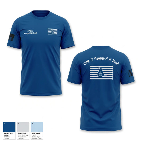 Old School Cotton Feel Shirt, CVN 77 George HW. Bush, Navy, Teamtime, Team time, sublimation, custom sports apparel, team uniforms, spirit wear, spiritwear, sports uniforms, custom shirts, team store, custom team store, fundraiser sports, apparel fundraiser