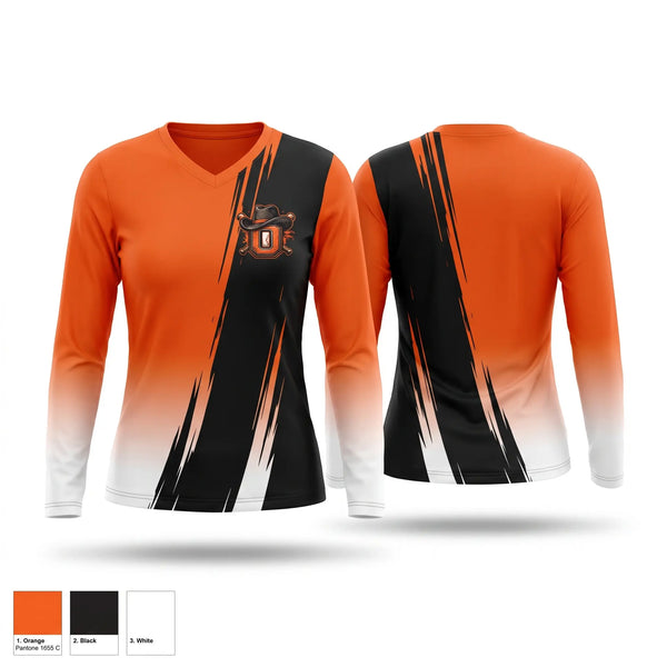 Womens Long Sleeve Vneck Shirt, Oxford Outlaws, Baseball, Teamtime, Team time, sublimation, custom sports apparel, team uniforms, spirit wear, spiritwear, sports uniforms, custom shirts, team store, custom team store, fundraiser sports, apparel fundraiser