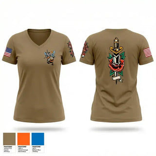 Womens Short Sleeve Vneck Shirt, SEABEES, Navy, Teamtime, Team time, sublimation, custom sports apparel, team uniforms, spirit wear, spiritwear, sports uniforms, custom shirts, team store, custom team store, fundraiser sports, apparel fundraiser