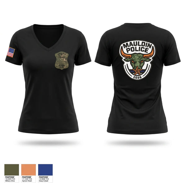 Womens Short Sleeve Vneck Shirt, Mauldin Police, Police, Teamtime, Team time, sublimation, custom sports apparel, team uniforms, spirit wear, spiritwear, sports uniforms, custom shirts, team store, custom team store, fundraiser sports, apparel fundraiser
