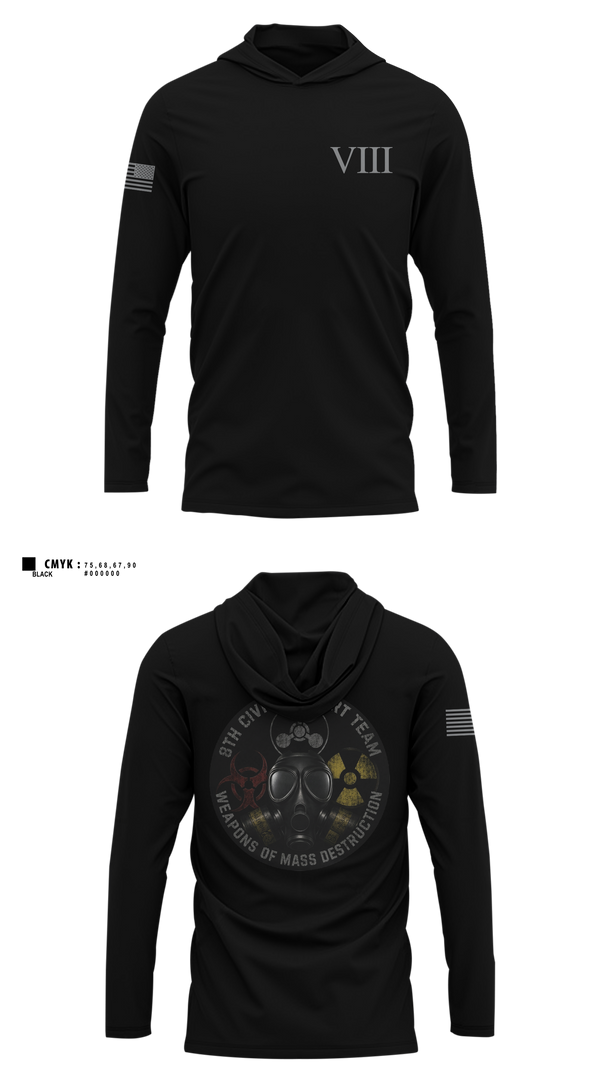 Long Sleeve Hooded Sun Shirt, 8th WMD-Civil Support Team, Army, Teamtime, Team time, sublimation, custom sports apparel, team uniforms, spirit wear, spiritwear, sports uniforms, custom shirts, team store, custom team store, fundraiser sports, apparel fundraiser